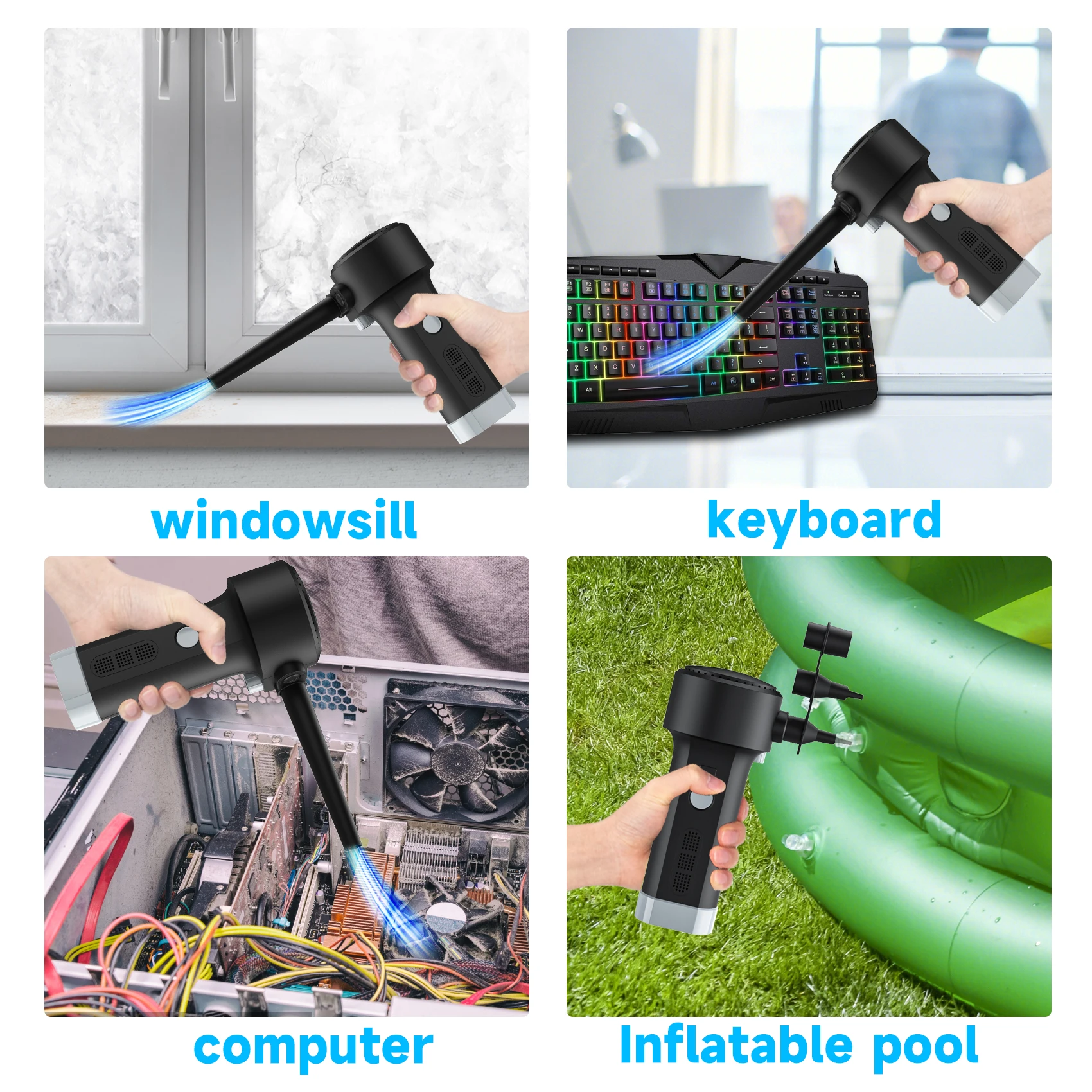 Electric Air Blower for Computer Cleaner,Cordless Air Duster,Replaces Compressed Air Can,Handy Dust for PC Keyboard Cleaning 6