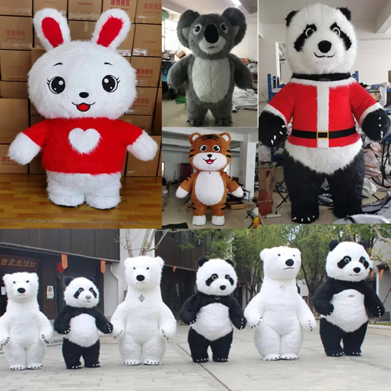 

2024 Bear Giant Polar Inflatable Cartoon Walking Costume Street Funny Giant Panda Mascot Costume Party Role Play Plush Doll