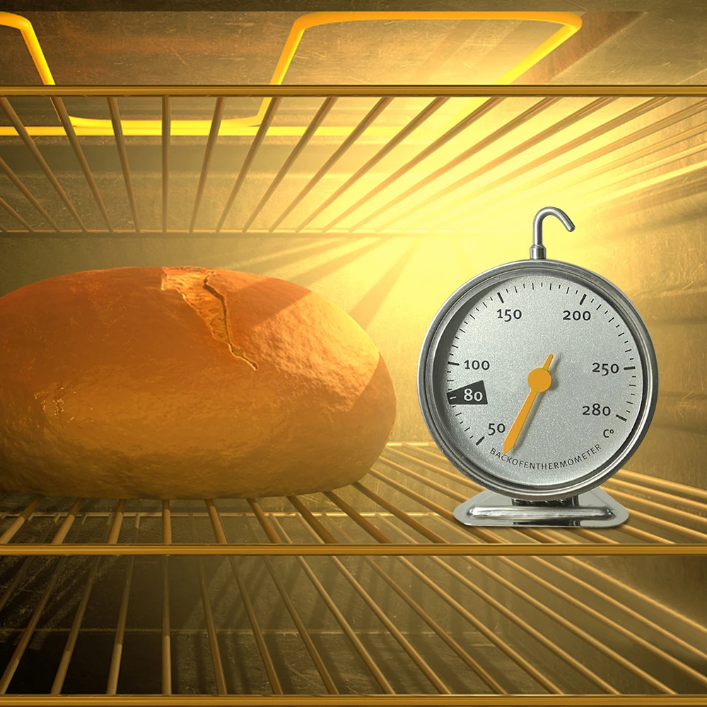 Stainless Steel Oven Thermometer Hang Stand Dial Baking BBQ Cooking Meat Food Temperature Measurement Kiechen Supply thermometer hygrometer hygrometer thermometer food thermometer bbq thermometer