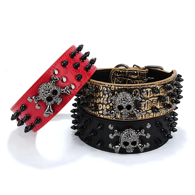 

Medium Large Dog Skull Collar Large Pet Dog Collar Golden Retriever Husky Border Collie Ara Collar