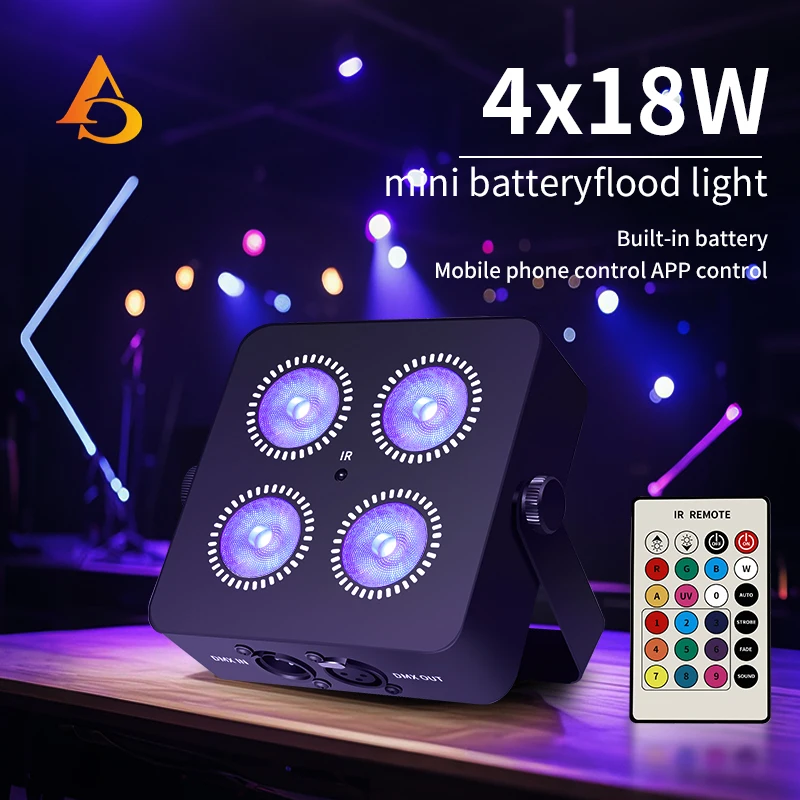 RGBWA UV 6IN1 Led 4x18W Color Battery Wireless Party Light