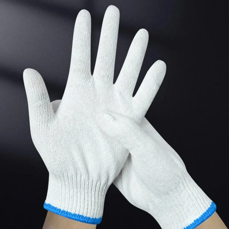 24pcs Protective Gloves Cotton Thread Gloves Work Thick Nylon White Yarn Wear Resistant Cotton Thread Gloves BEST SELLERS