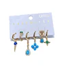 Yakemiyou 6pcs Turquoise Water Drop Star Dangle Earrings Set with Ear Cuff Gold Color Women Jewelry 6