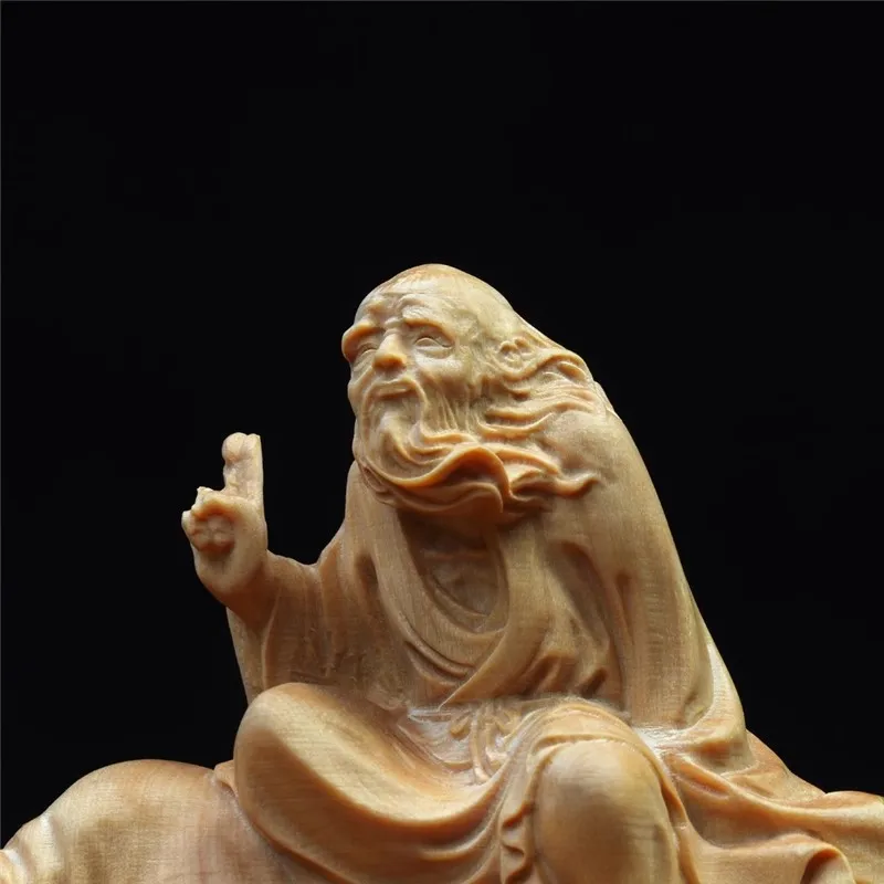 Premium Feng Shui Lao Tzu Riding Bull Wooden Statue, A Beacon of Taoist Wisdom and Chinese Mythology