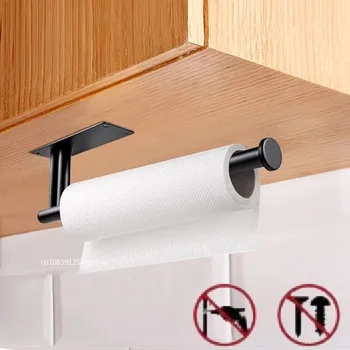 Toilet paper towel holder self-adhesive Paper roll holder without punching Kitchen hook holders Hook for wall mounting stainless steel 1