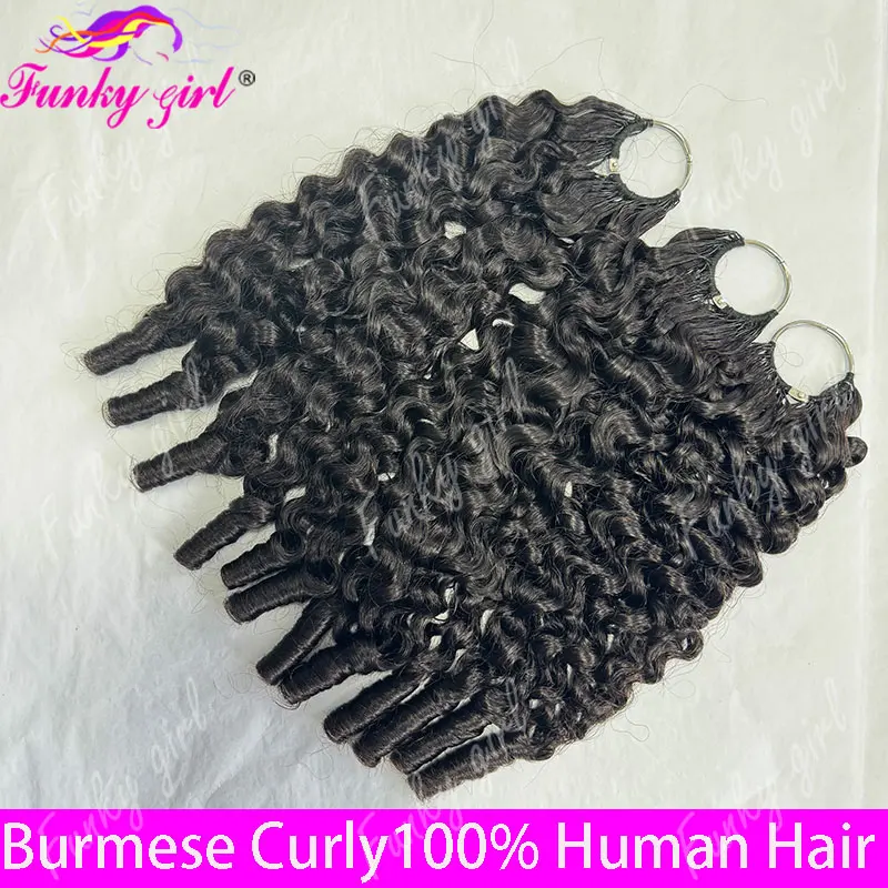 12A Feather Crochet 100% Human Hair Burmese Curly Human Crochet Hair For Women 300g Pre-Separated Feather Crochet Hair Bundles 1