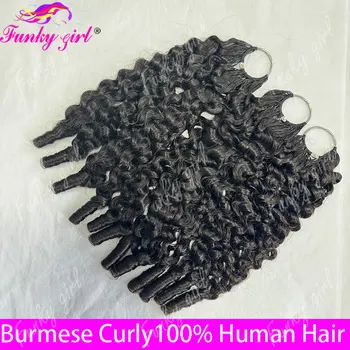 12A Feather Crochet 100% Human Hair Burmese Curly Human Crochet Hair For Women 300g Pre-Separated Feather Crochet Hair Bundles 1
