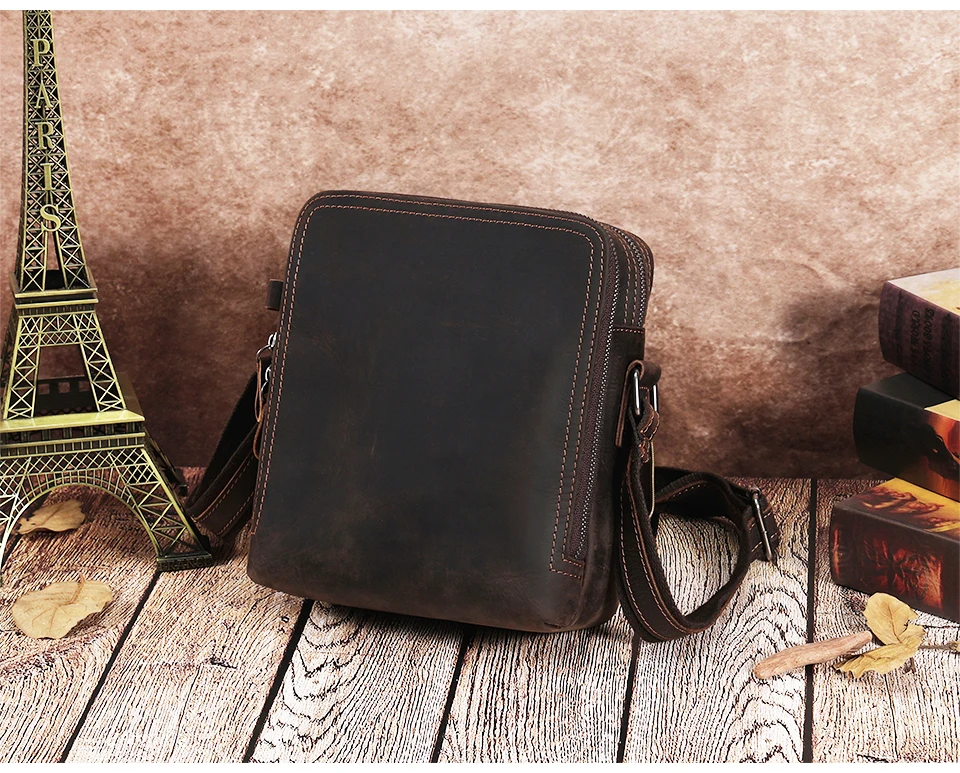 Leather Shoulder Bag Luna - Brown