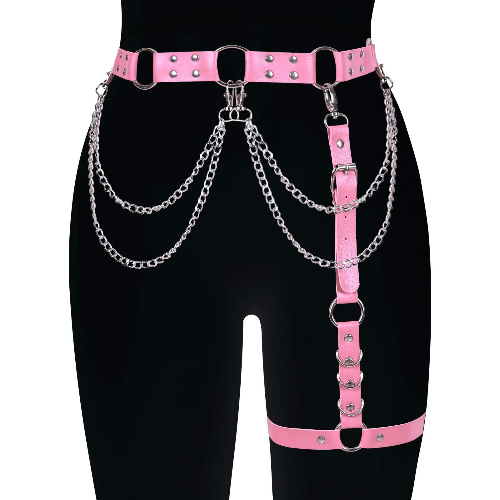 HandmadeHarajukuHarnessSexyThighGartersBeltWomanLeatherBody