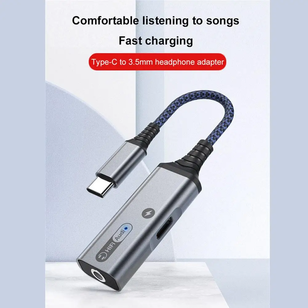 Usb Type C To 3.5mm Jack Headphone Charger Adapter 32bit/384khz Hifi Dac Aux Audio Splitter Converter