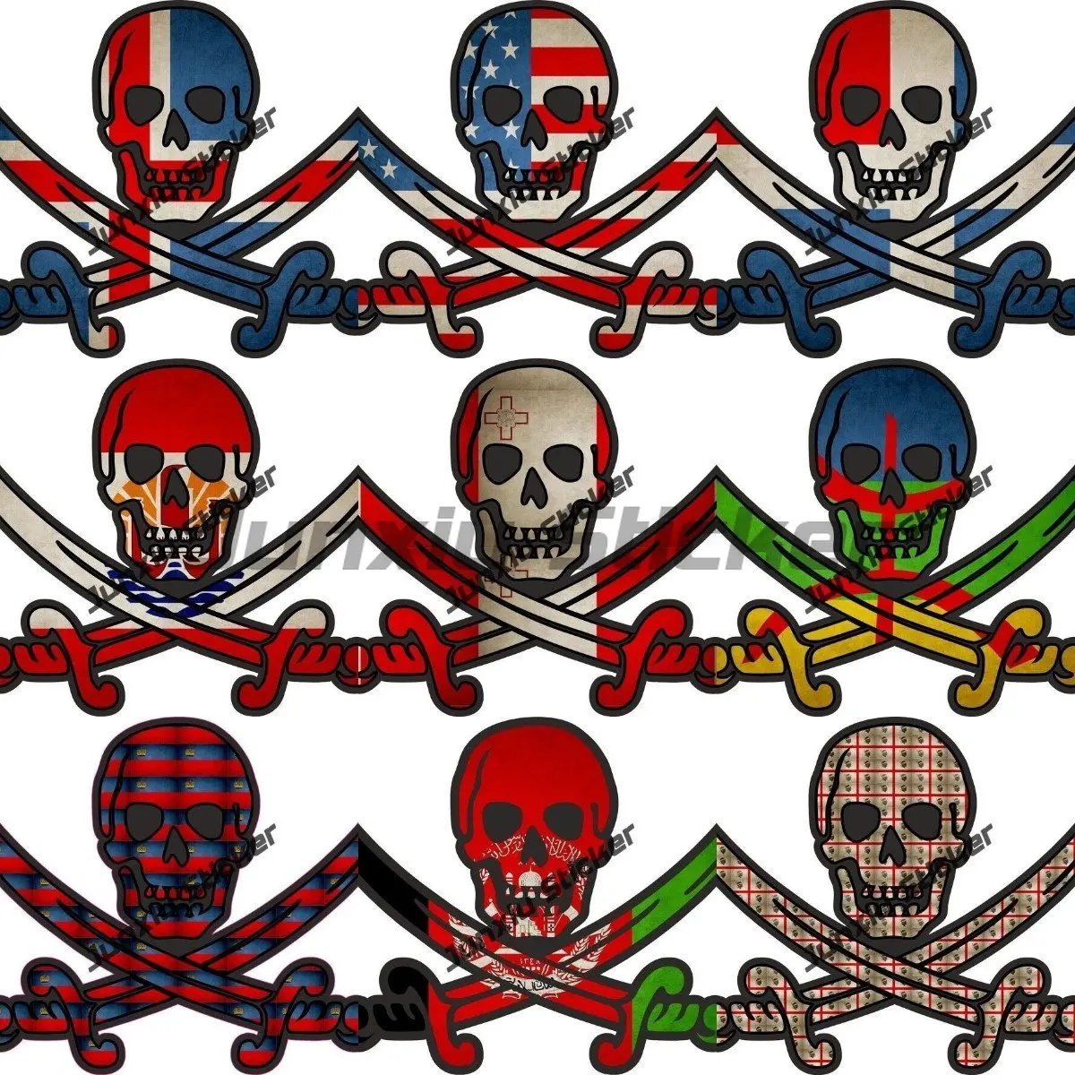 Afghanistan Iceland National Flag Pirate Decals Jack Rackham Skull Pirate Stickers V125 Motorcycle Stickers Camper Van Stickers