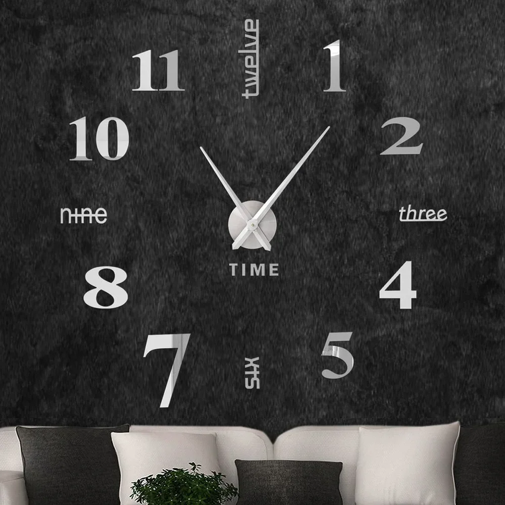 Large 3D Digital Wall Clock Acrylic European Creative Numerals Design Mirror Wall Sticker Clock DIY Self Adhesive Home Decor for wall clock,digital wall clock,wall clock sticker
