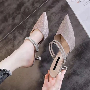 صنادل نسائية أنيقة بكعب رفيع، قابلة للارتداء في اتجاهين، بكعب مربع 7