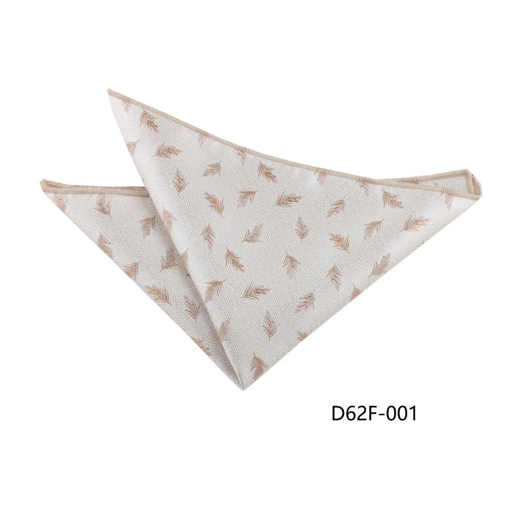 24cm Korean Style Leaf Floral Handkerchief For Men Suits Brown Red Pocket Square Polyester Woven Hanky Small Towel Tuxedo Cravat