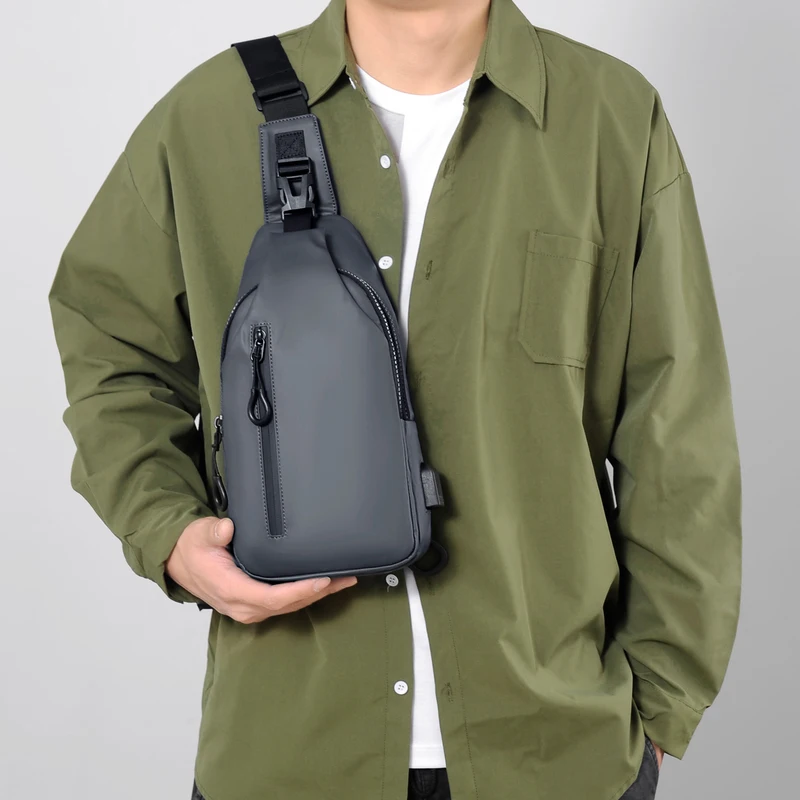 Multifunctional Men’s Chest Bag with USB Charging and Adjustable Strap for Daily Use - Image 2