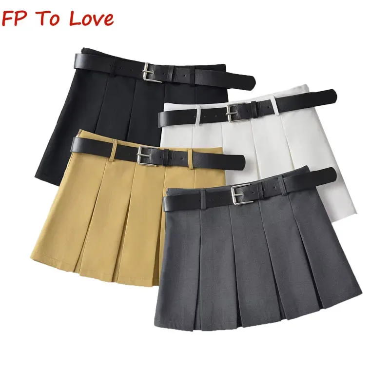 

Y2K Spice Girls Retro College Style Pleated Half-body Skirt Women High Waist A-Line Anti-Walking Mini Skirt