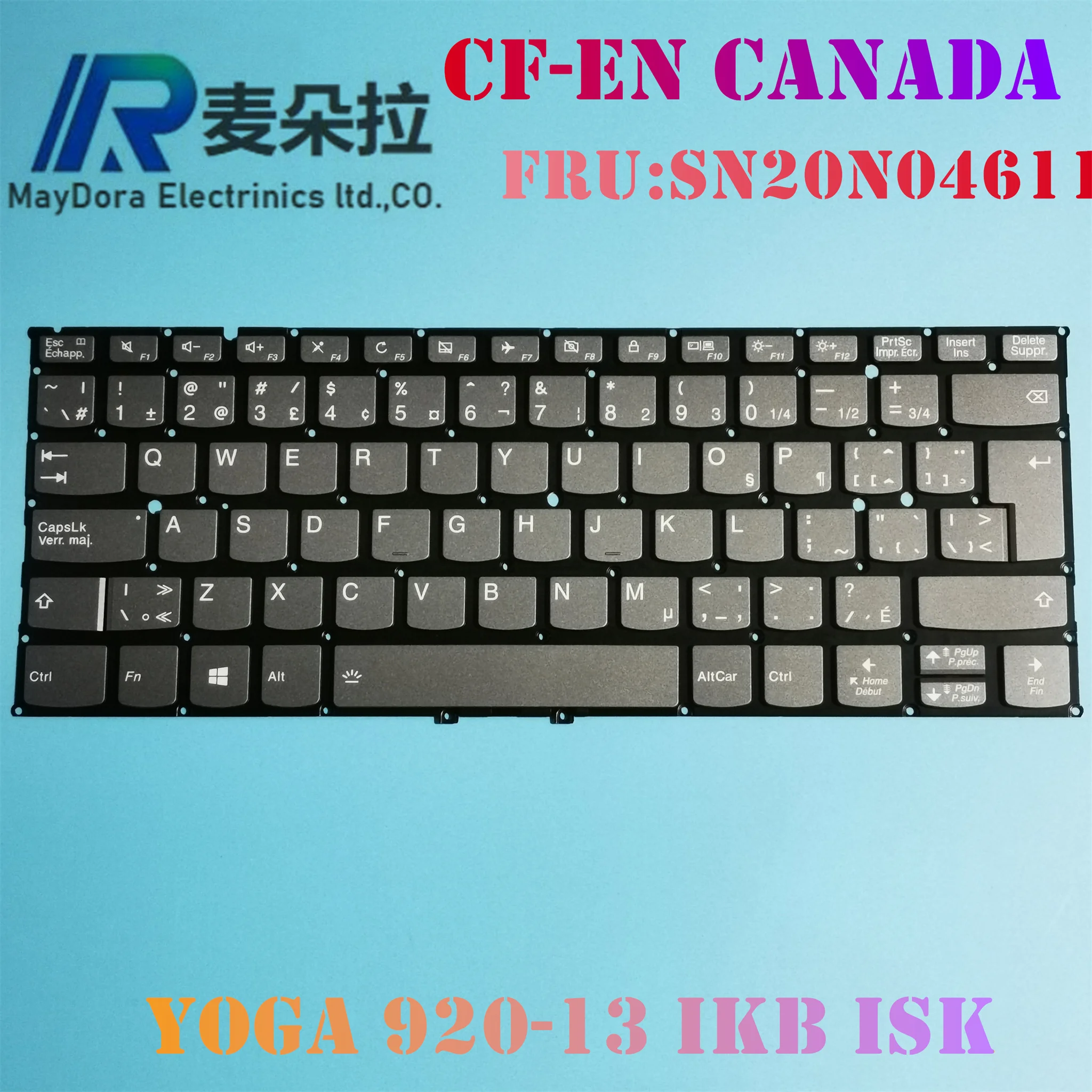 

Новая Оригинальная подсветка CF-En Canada клавиатура для Lenovo Yoga 920-13ISK YOGA 920-13IKB YOGA920-13ISK серый SN20N4611