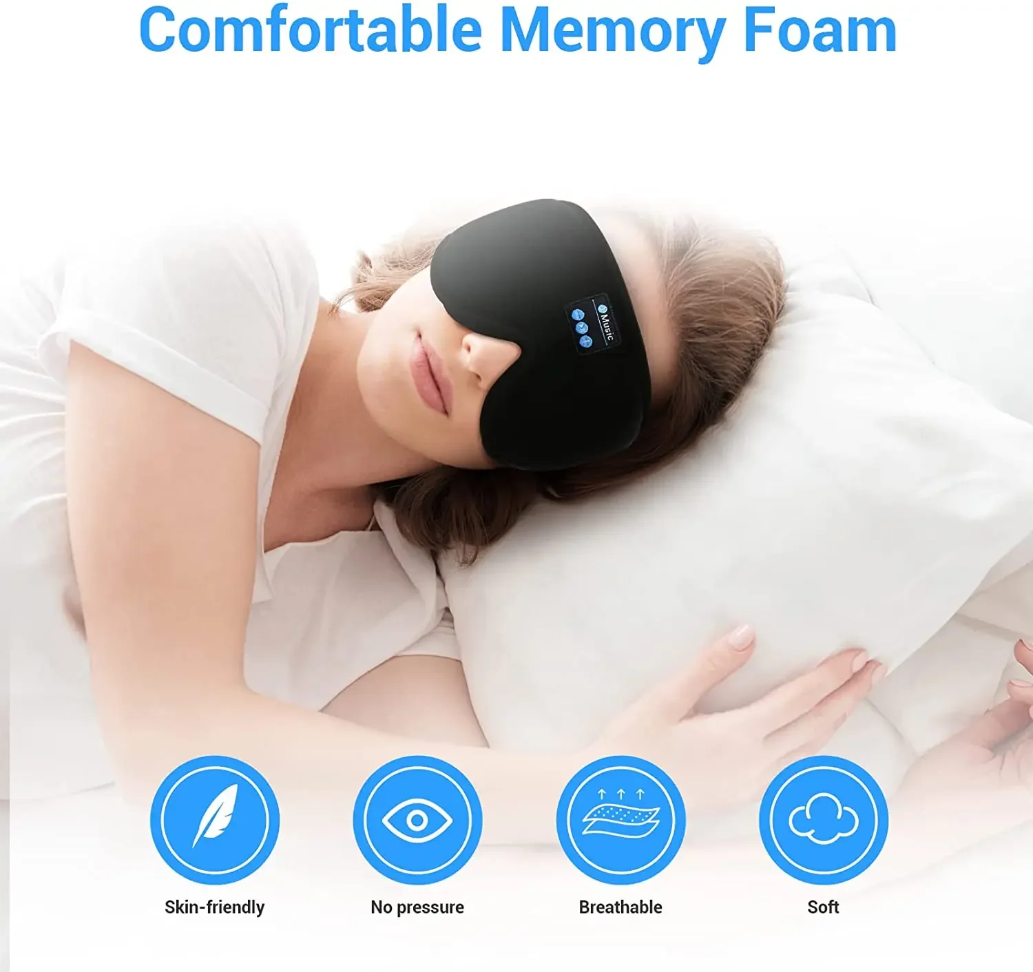 Écouteurs Bluetooth 3D pour dormir sur le côté, bandeau doux et élastique,  confortable, sans fil, lavable, casque de musique - AliExpress