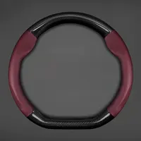 Genuine Leather Car Steering Wheel Cover, Carbon Fiber Grip, All-Season Anti-Slip Breathable Steering Wheel Cover for Vehicles 3