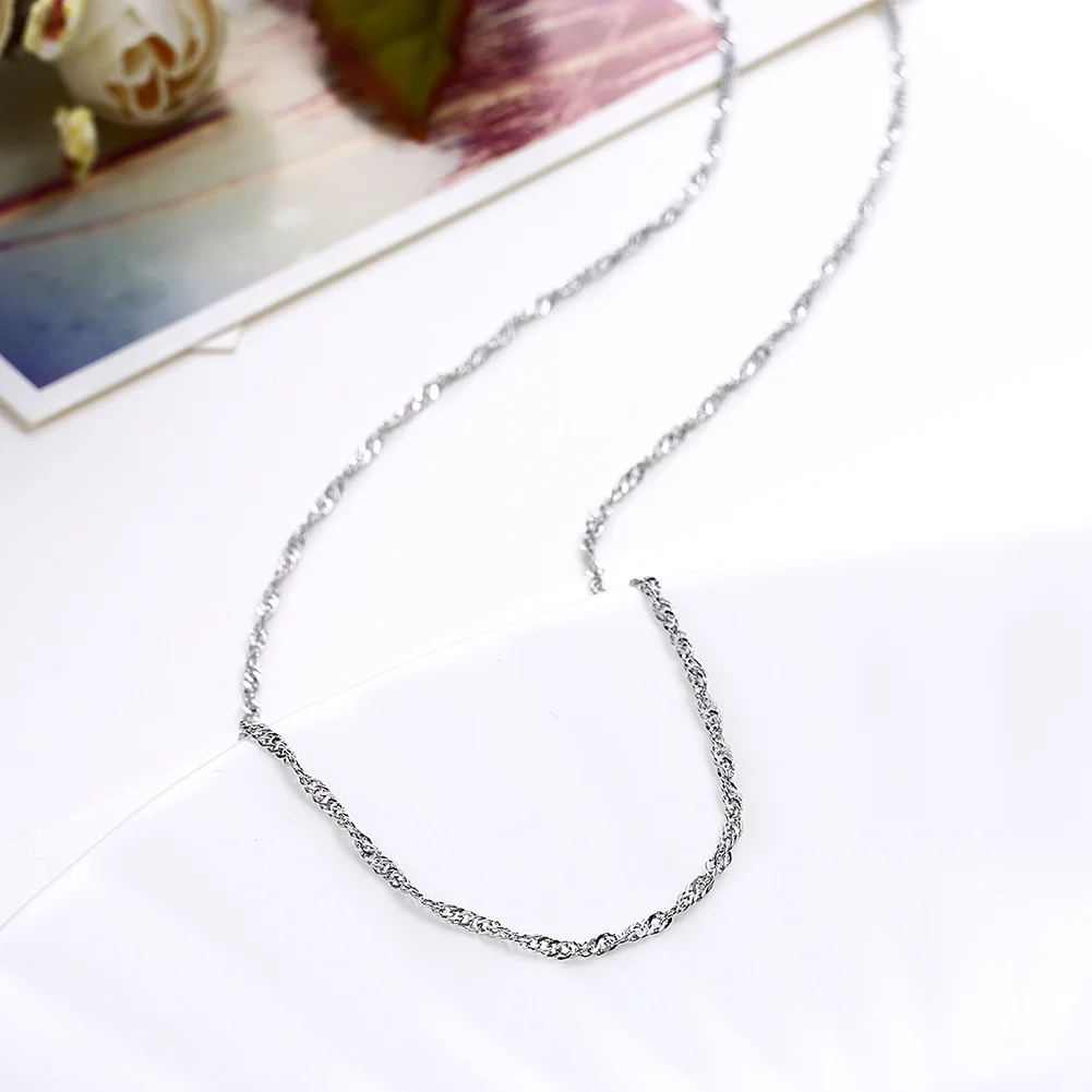 

Fashion S925 Sterling Silver 18 Inches Water Wave Chain Necklace For Women Wedding Gift Jewelry Wholesale