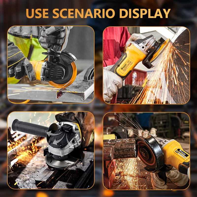 125MM Brushless Angle Grinder 4 Gears Cordless Cutting Machine Metal Grinding Polishing Power Tool For DeWalt 20V Battery 4