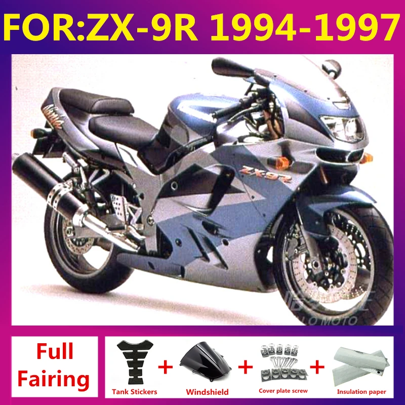 

fairings Kit fit For KAWASAKI NINJA ZX 9R 9 R ZX9R 94 95 96 97 ZX-9r 1994 1995 1996 1997 full Fairing set silver blue