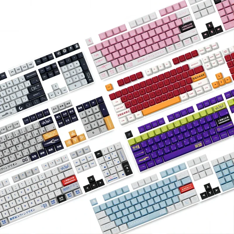 EVA PBT 키캡 XDA 및 체리 프로파일, 기계식 키보드 염료 승화 커스텀 DIY 귀여운 일본 애니메이션 백라이트 키캡 세트 