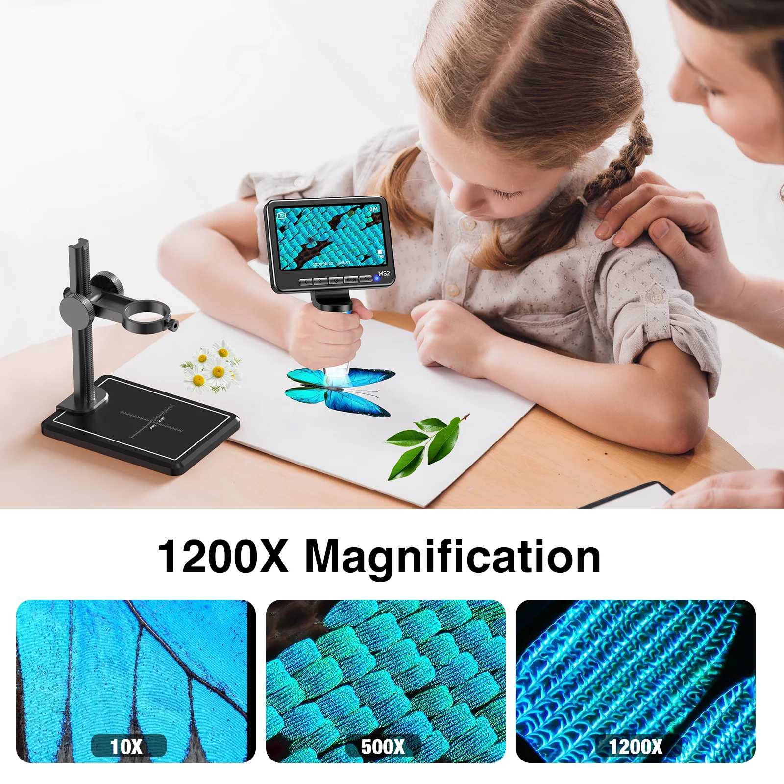5inch Digital Microscope 1200X USB Microscope with 8 Leds 1920p Soldering Micros