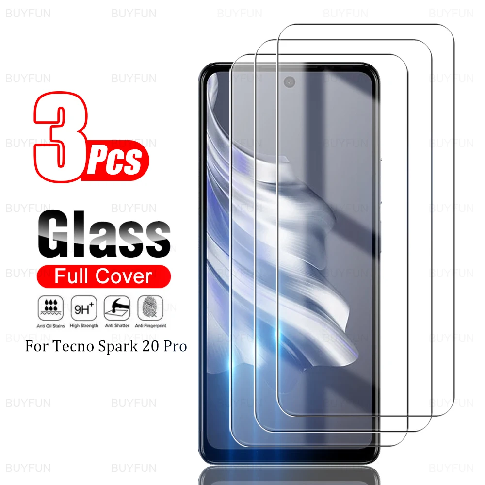 

3Pcs For Tecno Spark 20 Pro Spark20 20Pro 9H Tempered Glass Transparent Protective Film Screen Protector Fully Protection Films