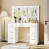 Vanity Table, Makeup Table with Lighted Mirror, 3 Color Lighting Modes, Brightness Adjustable, Dressing Table with Drawers 1