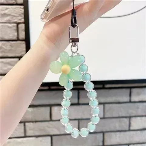 Vibrant Beaded Petal Lanyard Wrist Strap & Keychain Charm