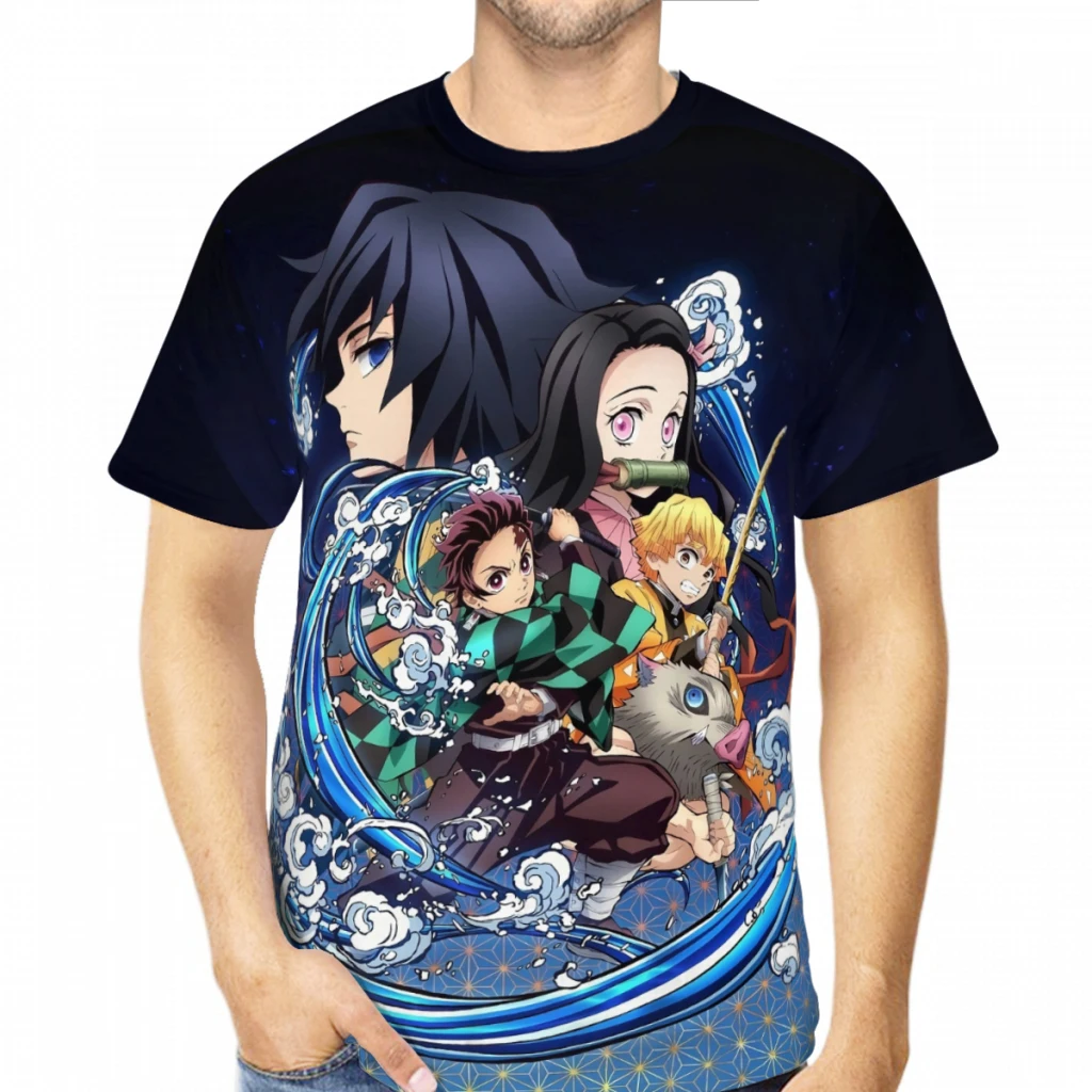 

Футболка унисекс из полиэстера с 3D принтом, рассекающий демонов, топы для фитнеса, пляжные мужские футболки в стиле хип-хоп