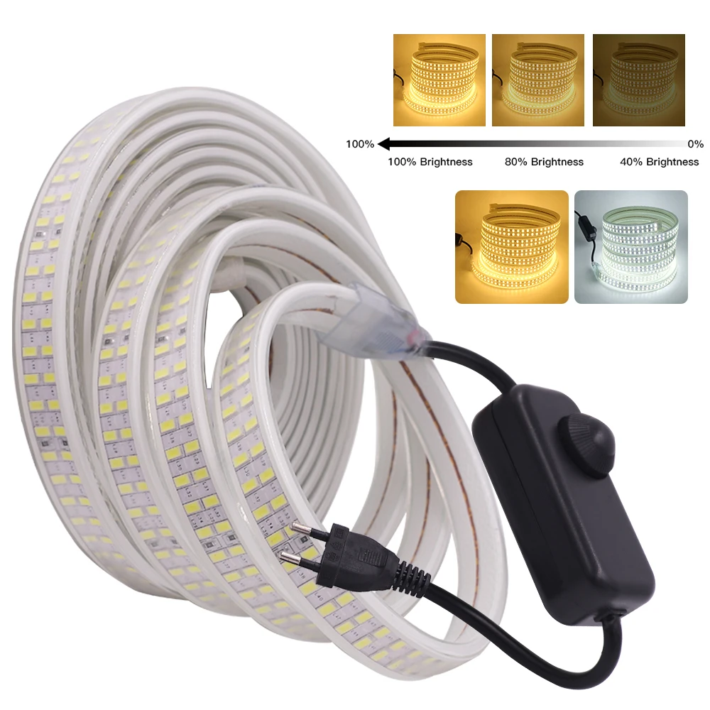 

Dimmable LED Strip Light 220V 5730 High Brightness LED Tape SMD2835 3014 Flexible LED Light Strip 240 276Leds Waterpoof Ribbon