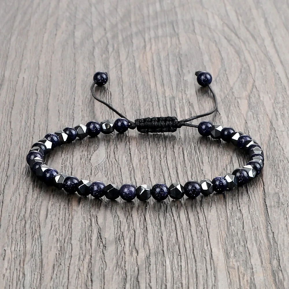 Men Women Hematite Beads Bracelet Charm 4 6 8MM Natural Lava Tiger Eye Bead Couple Bracelet Fashion Friendship Jewelry