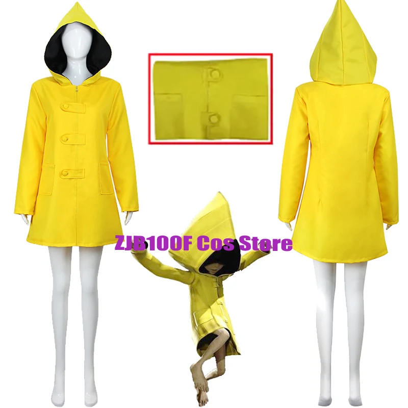 Six Cosplay Game Little Nightings 2 Mono Costume Hungry Women Men Little Six Yellow Long Trench Suit Halloween Outfit