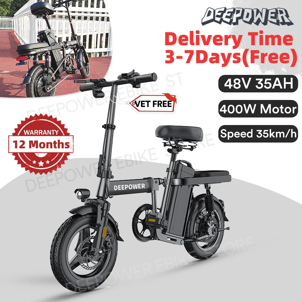 Deepower Rs6 Ebike Pieghevole Mini Biciclette Elettriche 14 Pollici 48V 15Ah Bici Batteria Al Litio E-Bike 400W Motore Adulti Bici Elettriche