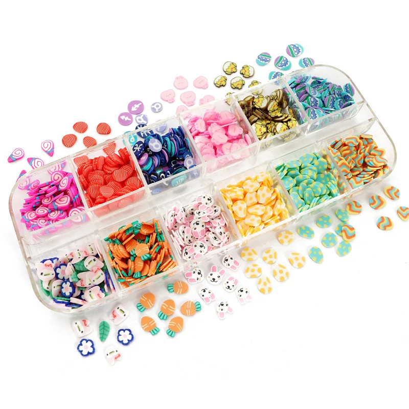 Easter Day Eggs Polymer Clay Slices Slimes Nail Sequins Manicure 3D Flakes Bunny Design Art Decorations Accessories | Красота и