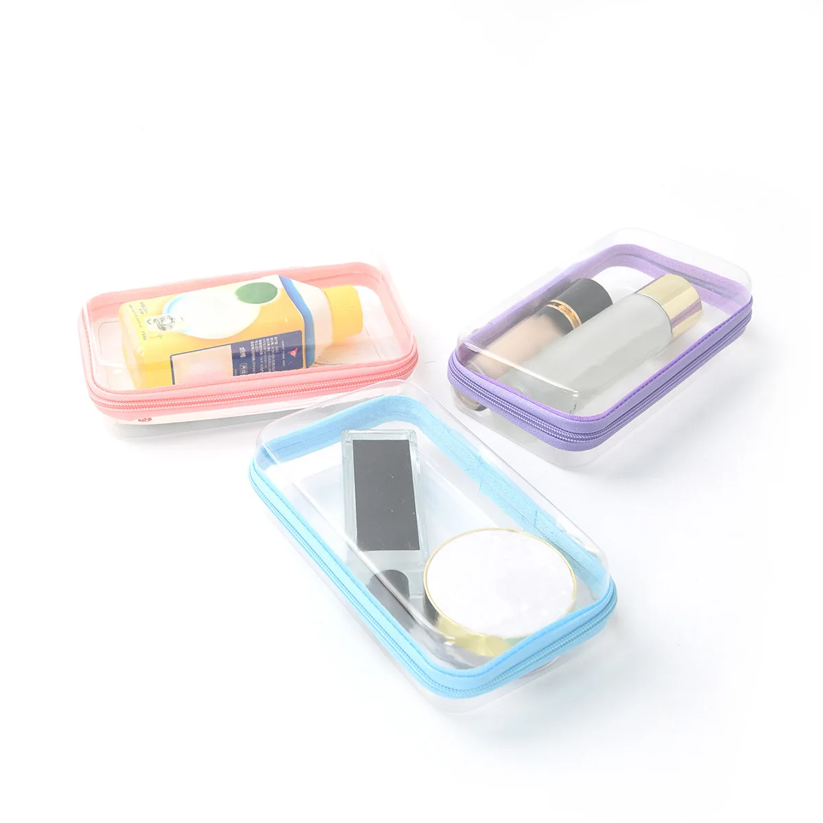 Transparent PVC Cosmetic Storage Bags Pencil Case Doll Toy Pouch Zipper Clear Travel Dustproof Organizer Makeup Wash Bag