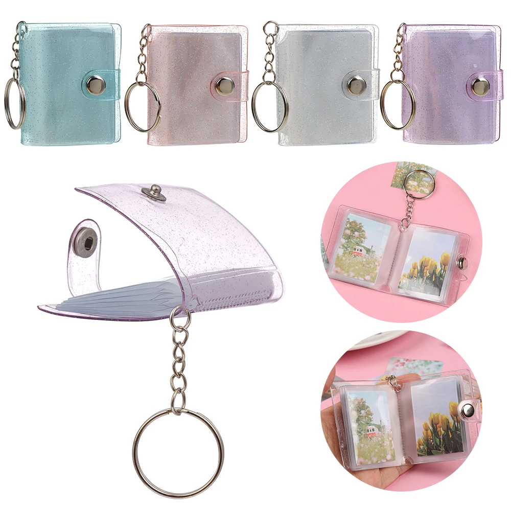 New 2inch 20 Photos Holder Pockets Daisy DIY Mini Photo Album Keychain