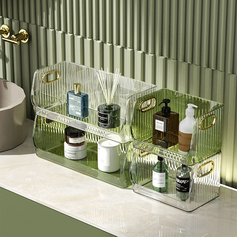Stackable Desktop Storage Box Cosmetics Makeup Organizers Acrylic Shelf Storage Box Mask Storage Basket Organizer For Bathroom Small - 1Pcs 8 Stackable Desktop Storage Box Cosmetics Makeup Organizers Acrylic Shelf Storage Box Mask Storage Basket Organizer For Bathroom Small - 1Pcs