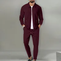 The new 2025 spring and autumn sports men’s youth popular solid color jacket jacket trousers two leisure sports suit
