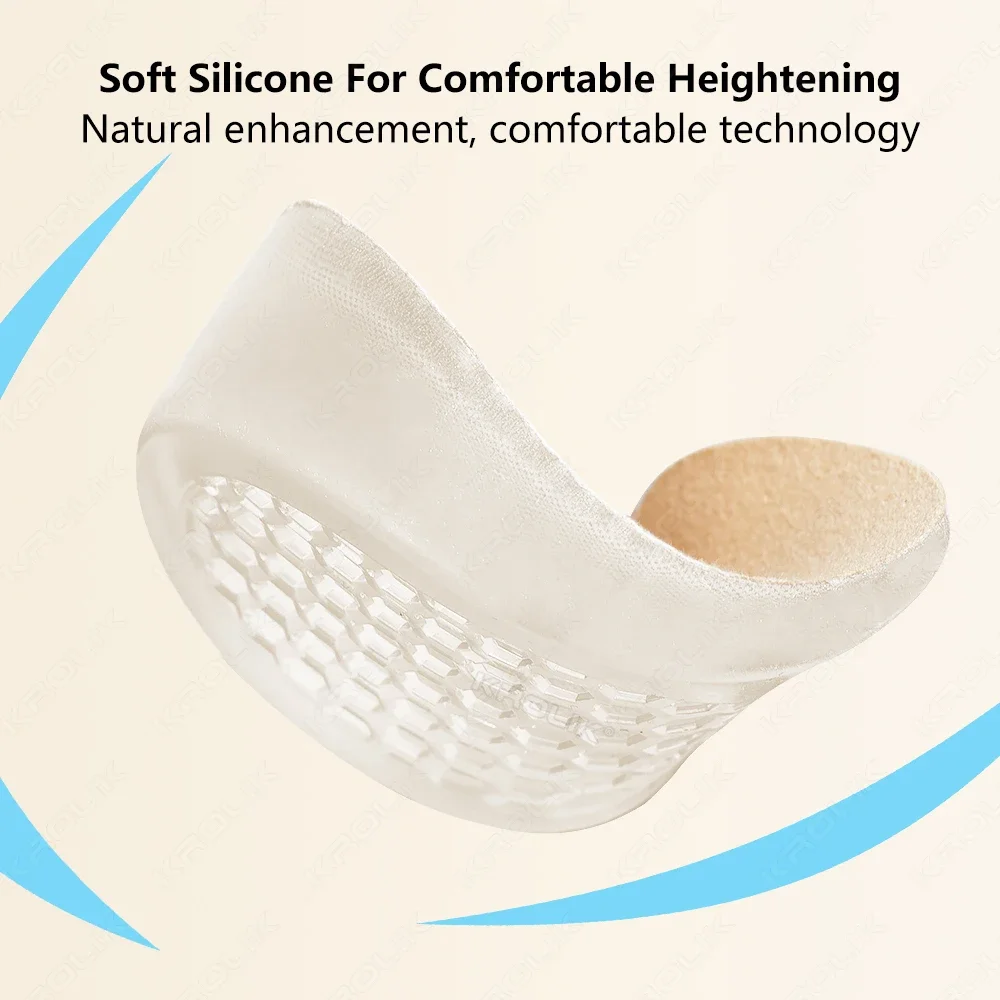 Silicone Gel Height Increase Insole Heel Lifting Inserts Shoe Foot Care Protector Elastic Cushion Arch Support Insert for Unisex