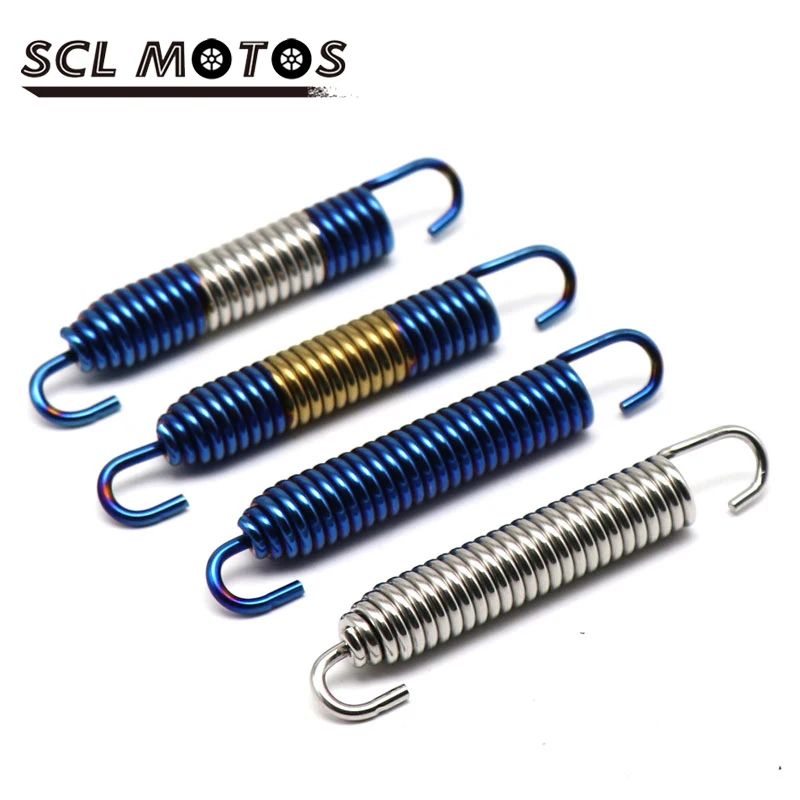 SCL MOTOS 2 pcs Motorcycle Exhaust Pipe Muffler Springs 75mm Exhaust middle pipe Mounting Spring Hooks Stainless Steel Springs