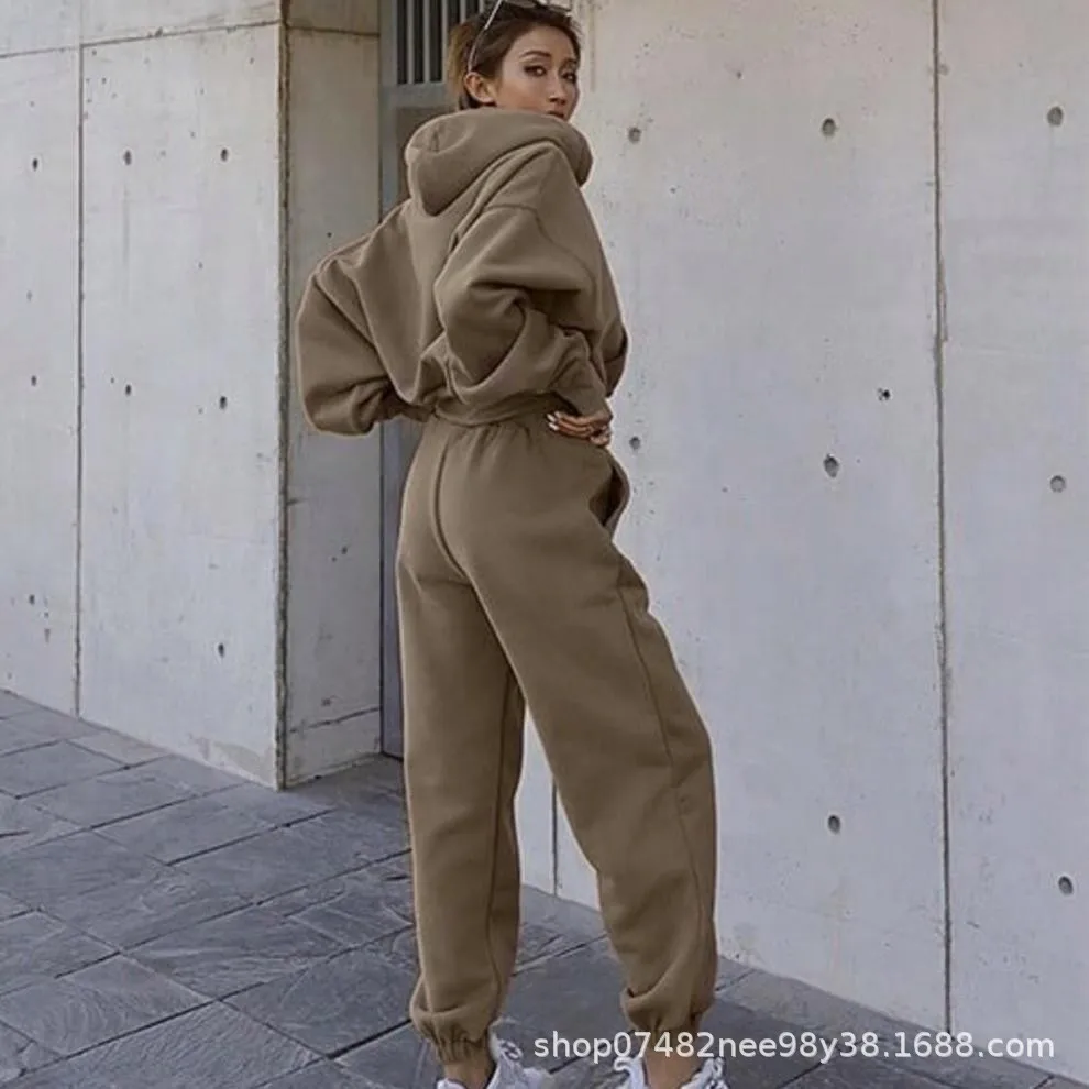 Man Women Sports Set Hooded Coat Sweat Pants Autumn And Winter Women's New Casual Sweater Coat Sports Set Women