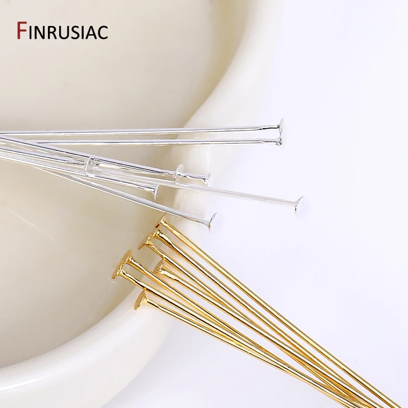 Gold Plated Brass Metal Ball Pins Eye Pins Flat Head Pins For Jewelry Making DIY Jewelry Pin Supplies 50PCS/lot