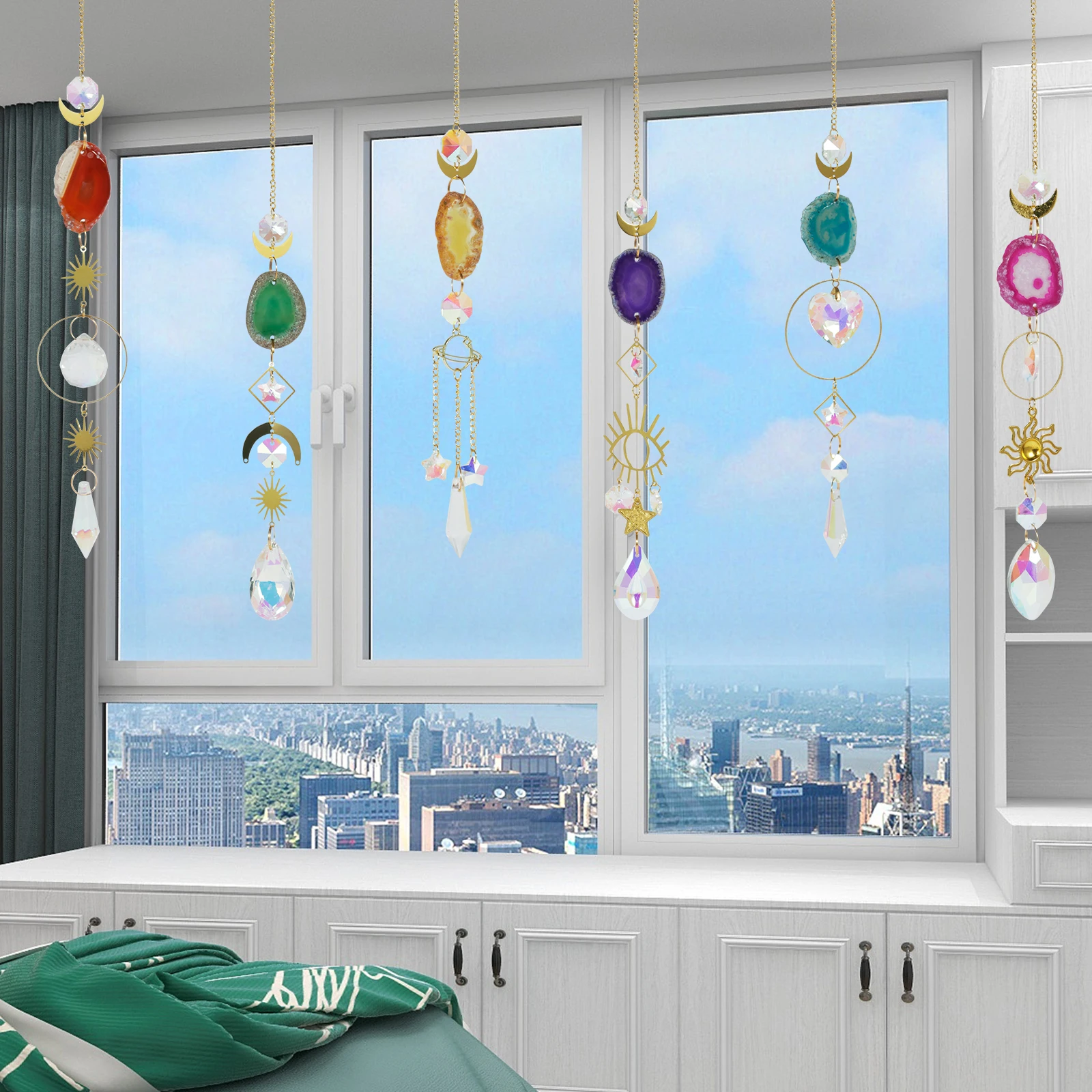 

6 шт., Хрустальные подвесные украшения для окон