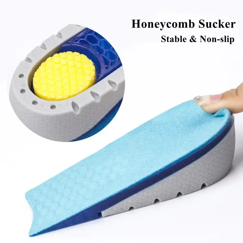 Heightening Half Pad Invisible Honeycomb Elastic Shoe Insoles Silicone Gel for Men Women Soft Comfort Inner Growing