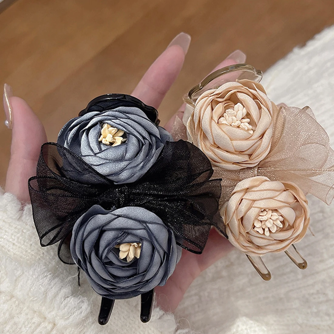 

New Fashion Elegant Artificial Flower Hair Clips For Kids Girls Wedding Party Hair Barrettes Handmade Hair Accessories Headwear