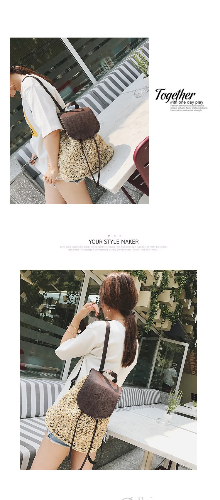 2022 Summer Women Straw Backpack Large Capacity Weave Rattan Wicker Casual Travel Backpack Girls Bohemia Beach Shopper Backpacks