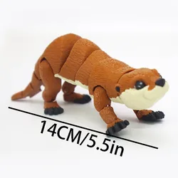 Mini 3D Printed Otter Ornament - Creative Movable Home Decor Accessory (Brown)